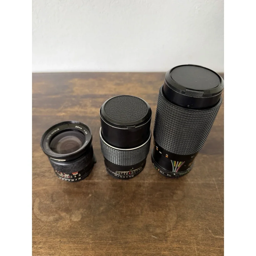 Vintage Lens Lot (3pc): Vivitar 28mm f2.5, Samigon 135mm f2.8, Sears 80-200mm f4